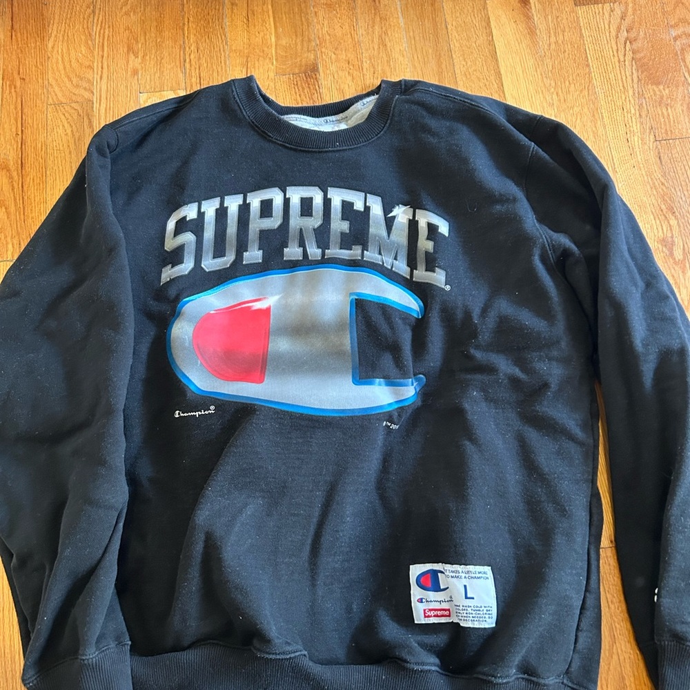 Supreme Black and Blue Crewneck Sweater